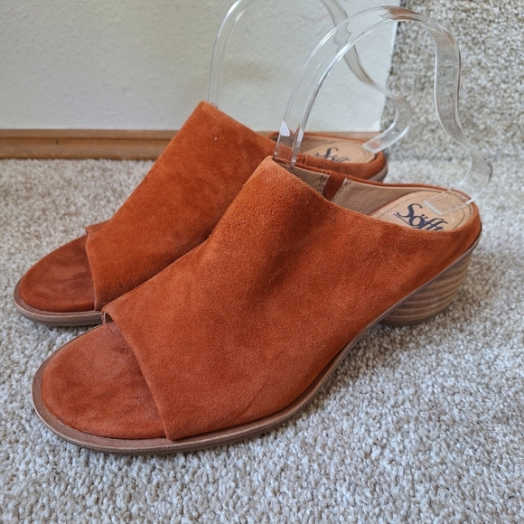 Sofft Carrey Womens Pumpkin Suede Slide Sandals Open Toe Heeled Size 9.5 - Picture 1 of 8